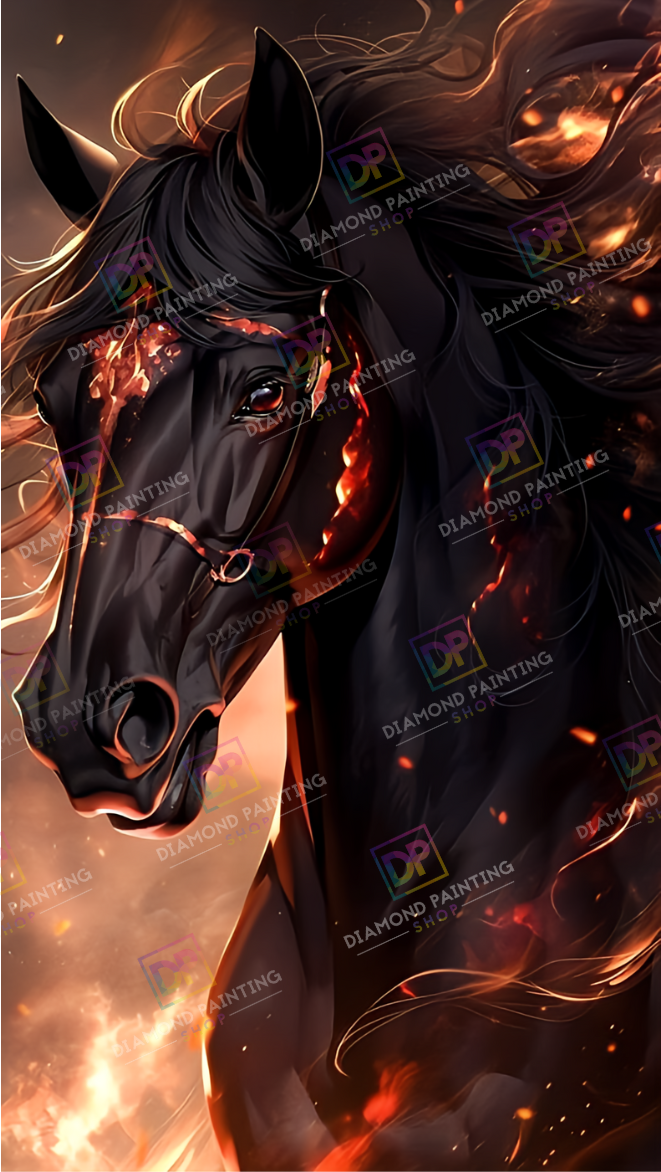 Black Horse mit Metallic Steine