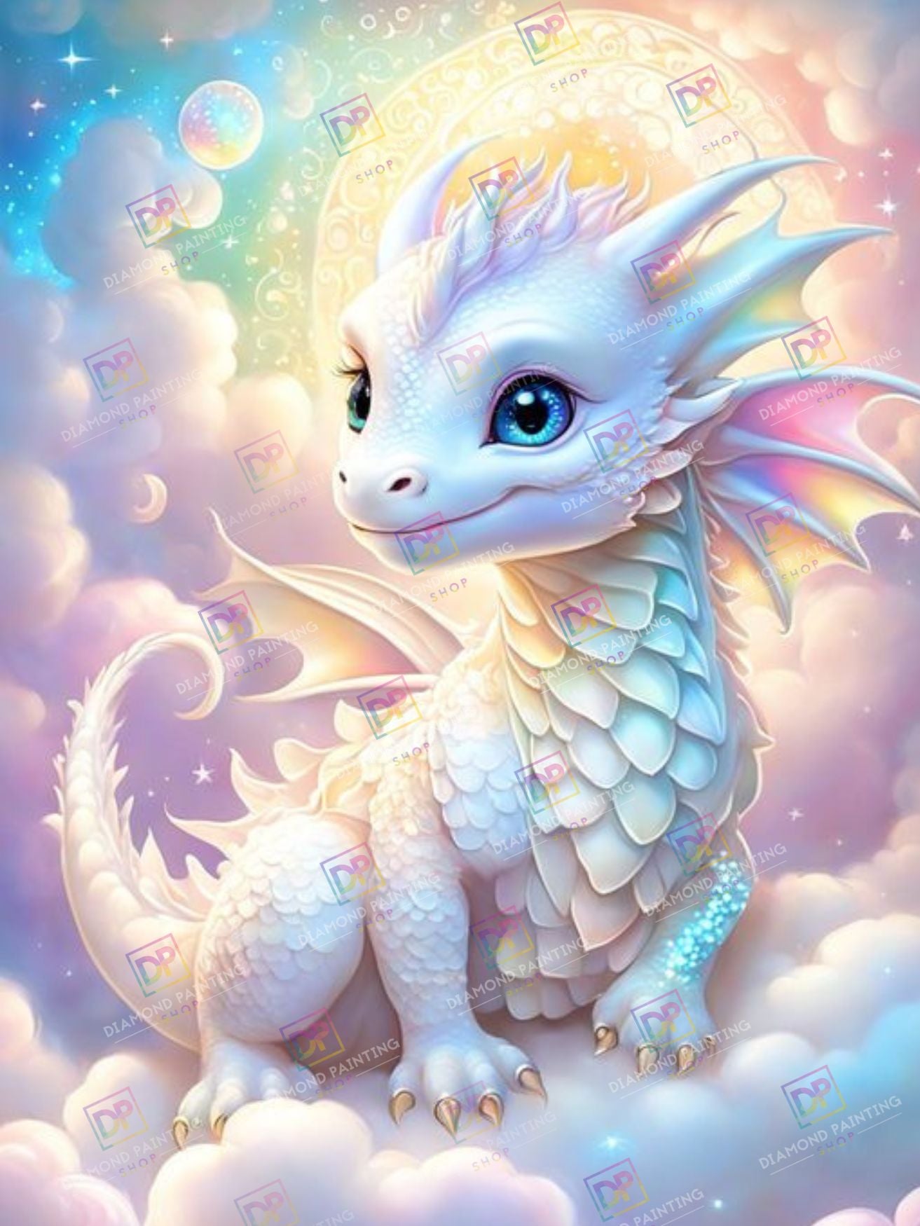 Fantasy pastell Drache mit Feenstaub Farben