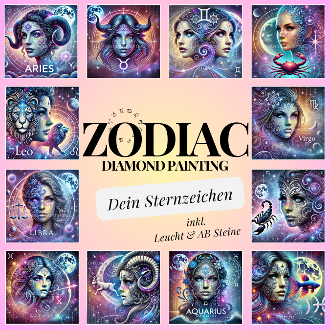 *Neu* Sternzeichen Motive mit Leucht & AB Steine