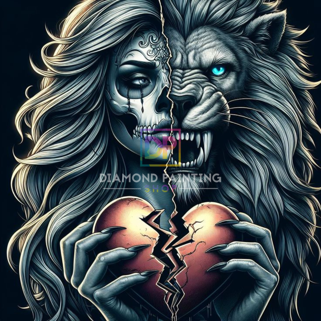 Dualität der Seele: Mensch und Tier vereint - Mit Metallic Steinen