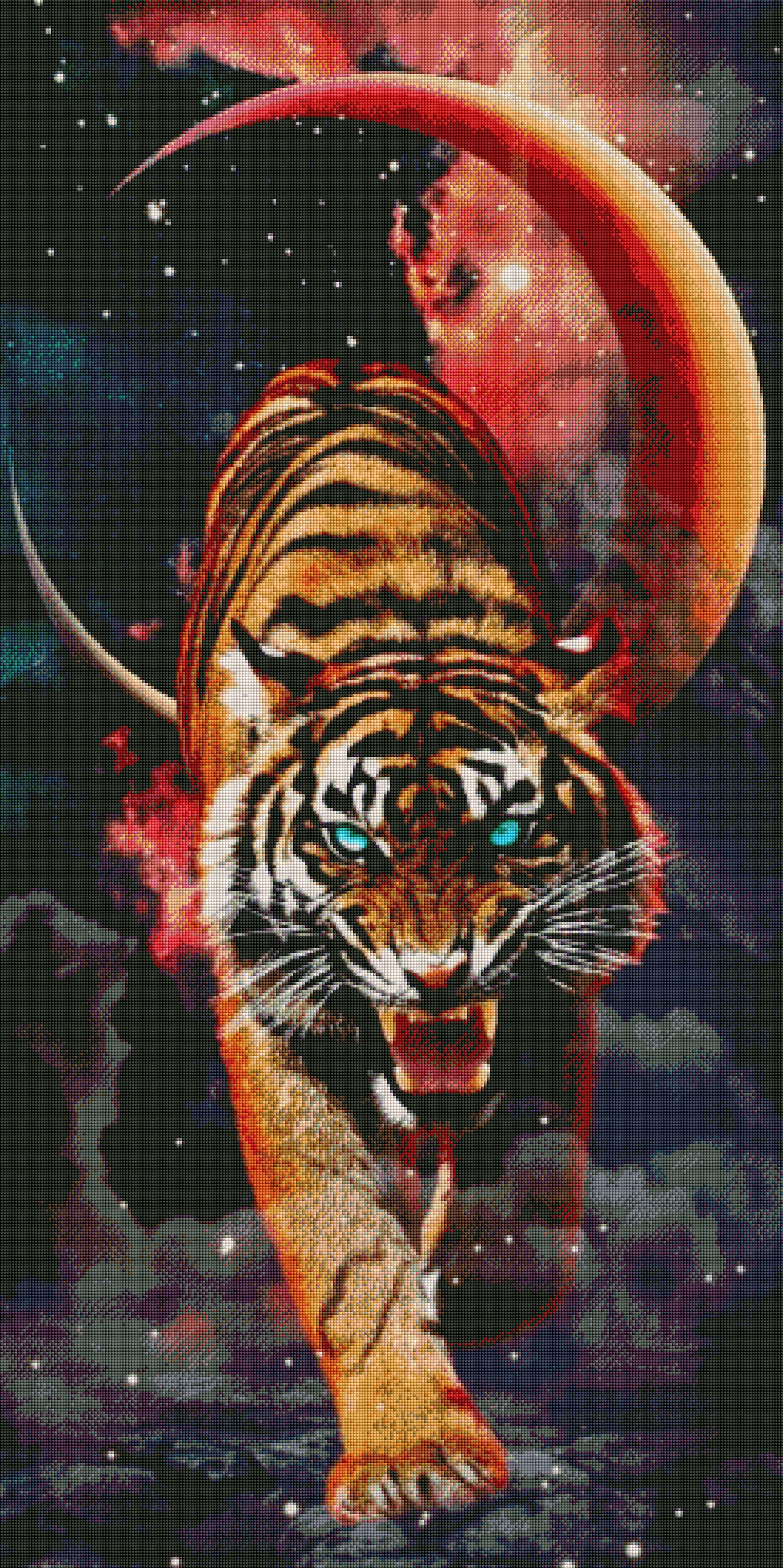 Furor des Dschungels: Tiger in der Nacht mit Fairy & Metallic Steine