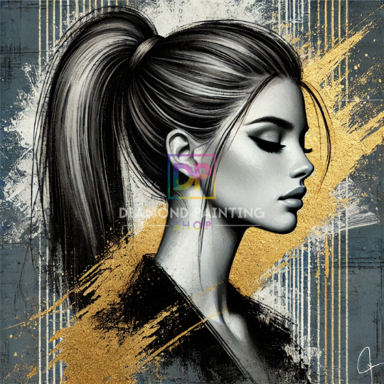 Porträt in Goldakzenten mit Metallic Farben