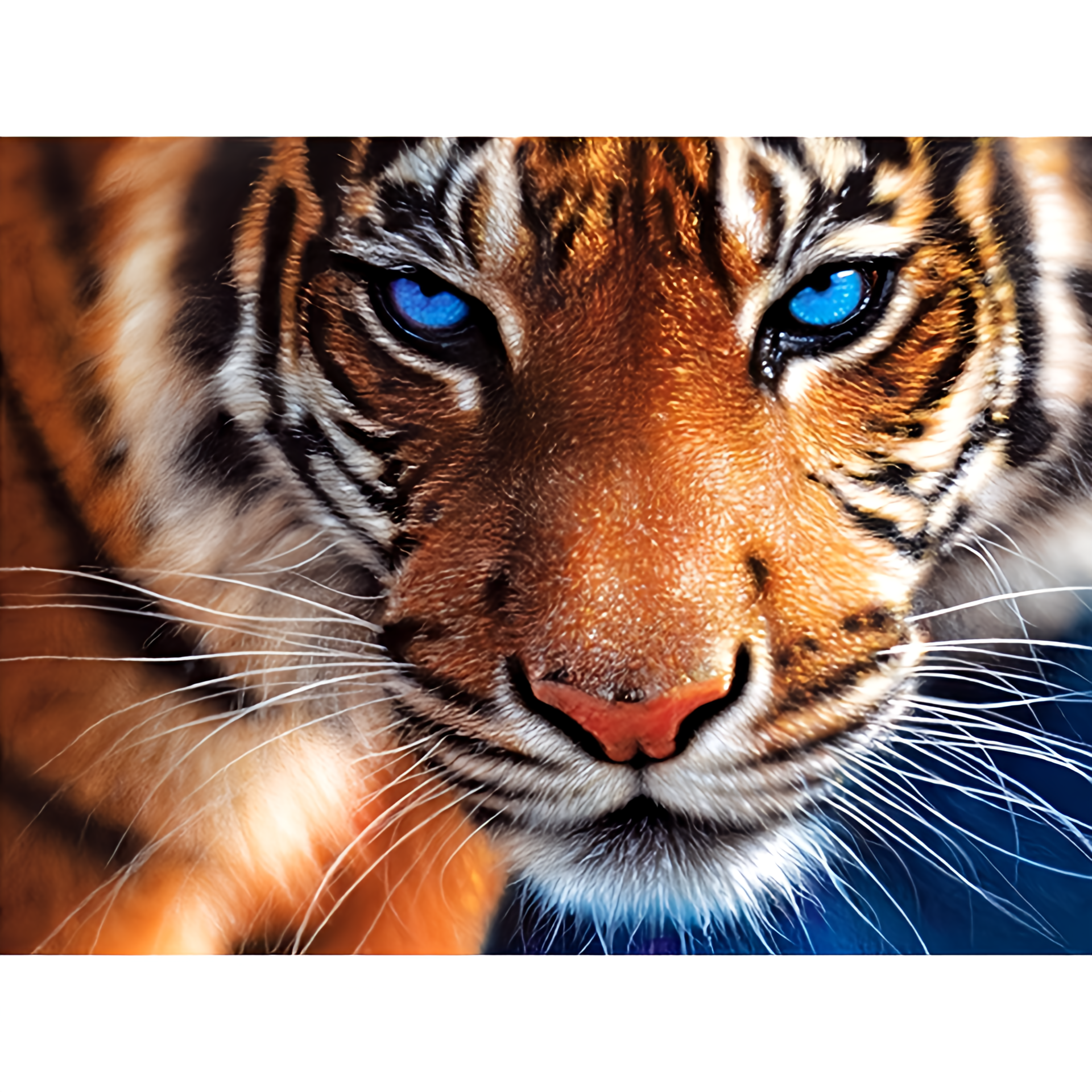 Tiger with Blue Eye's 100% Strass