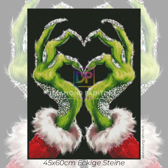 Grinch Love – Strass & AB Diamanten