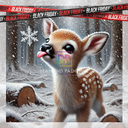 Winterzauber Reh – Diamond Painting mit Glitzersteinen