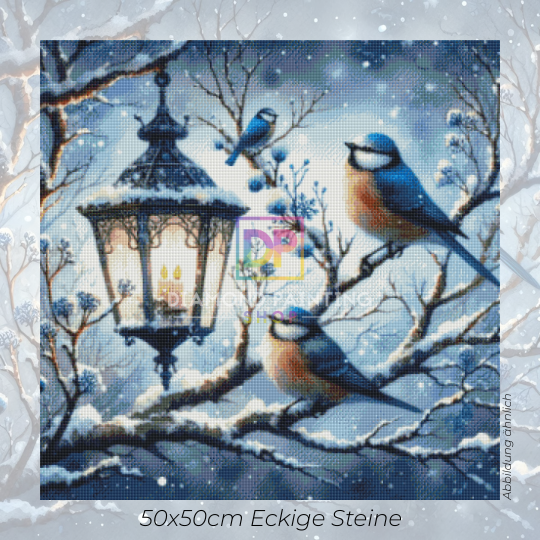 Winterzauber im Vogelparadies – Diamond Painting mit Fairy & AB Steinen