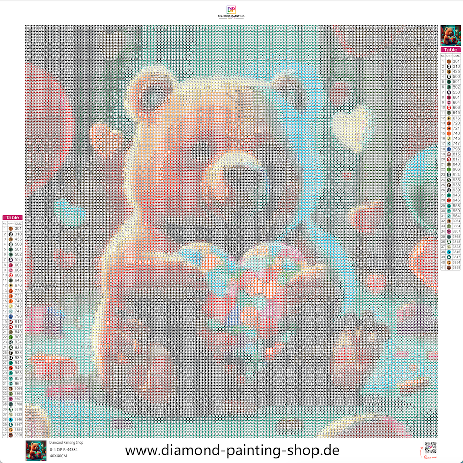 Teddybär mit Herz mit AB Steine