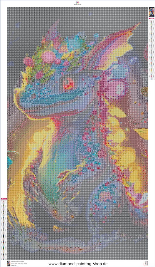 Flower Dragon mit Strass Steinen