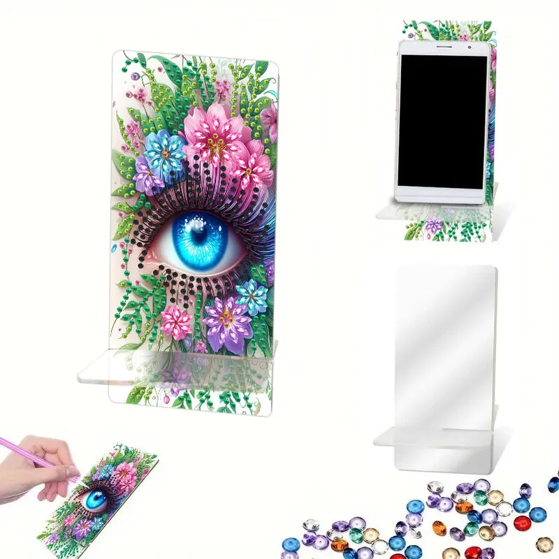 Diamond Painting Handyhalter – Acryl Ständer mit Strass-Design & DIY-Set (18x8 cm)