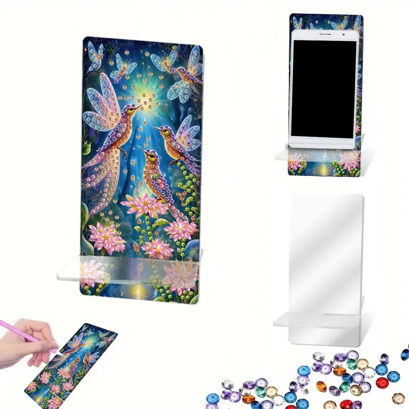 Diamond Painting Handyhalter – Acryl Ständer mit Strass-Design & DIY-Set (18x8 cm)