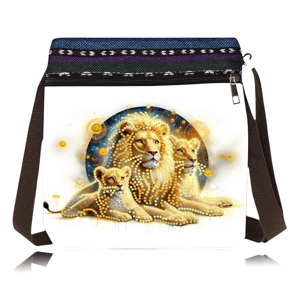 Diamond Painting Umhängetasche – Glitzernde Mini-Tasche mit 3D-Strassmotiv & Reißverschluss (22 × 21,5 cm)