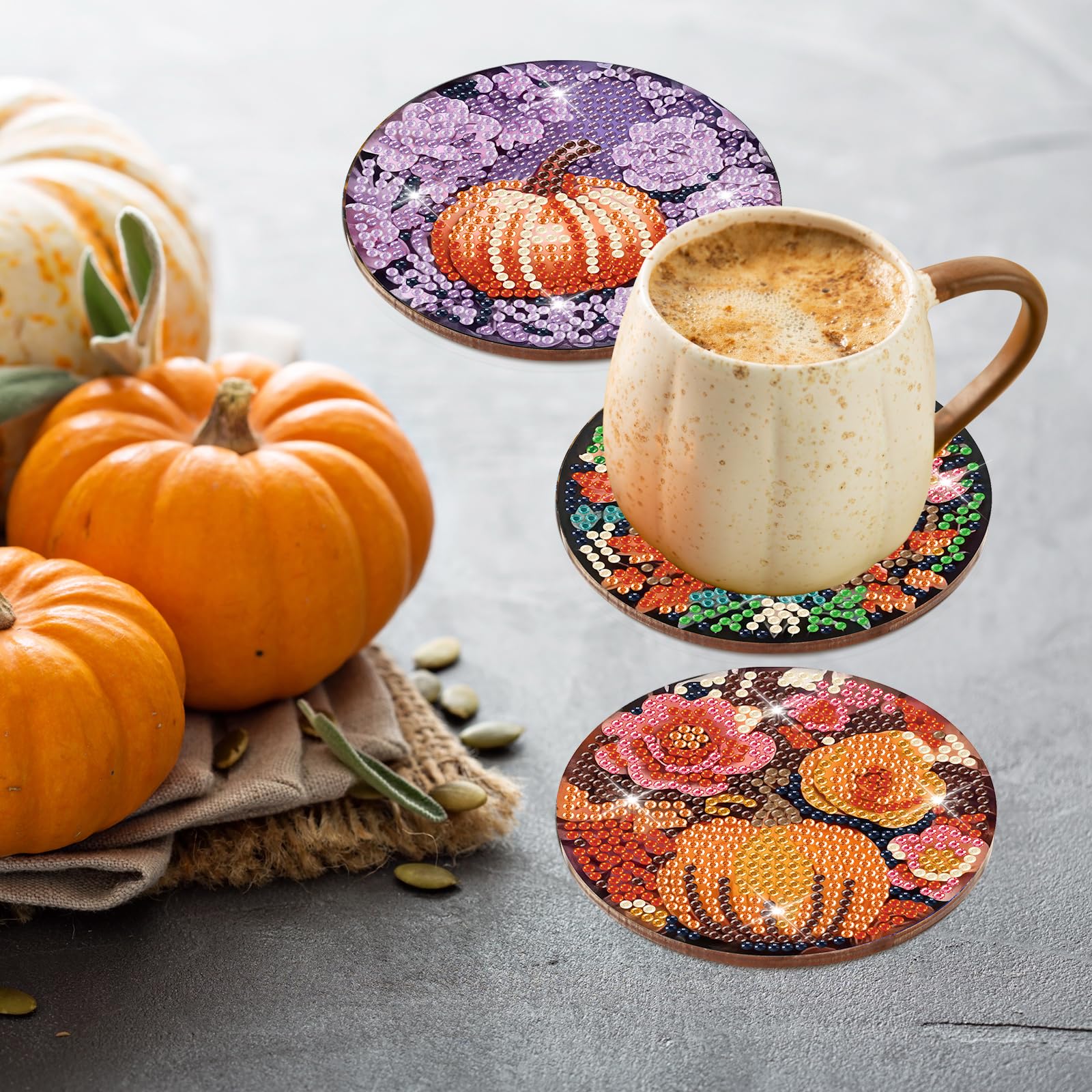 Halloween / Herbst Tischuntersetzer 8stk. mit Kork
