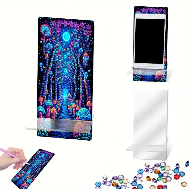 Diamond Painting Handyhalter – Acryl Ständer mit Strass-Design & DIY-Set (18x8 cm)