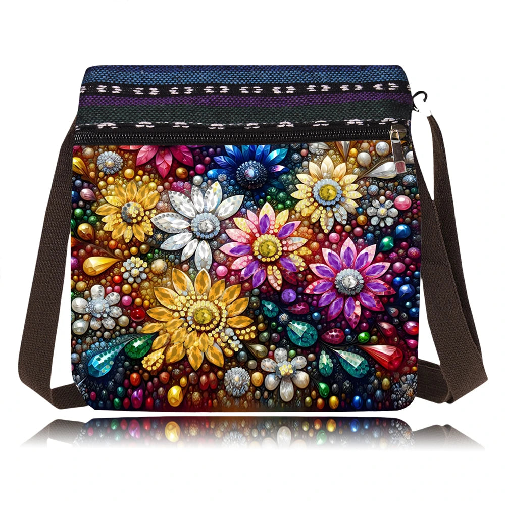 Diamond Painting Umhängetasche – Glitzernde Mini-Tasche mit 3D-Strassmotiv & Reißverschluss (22 × 21,5 cm)