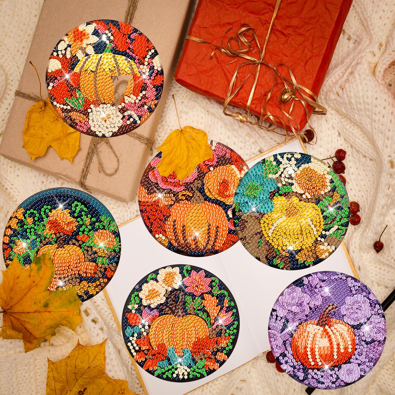 Halloween / Herbst Tischuntersetzer 8stk. mit Kork