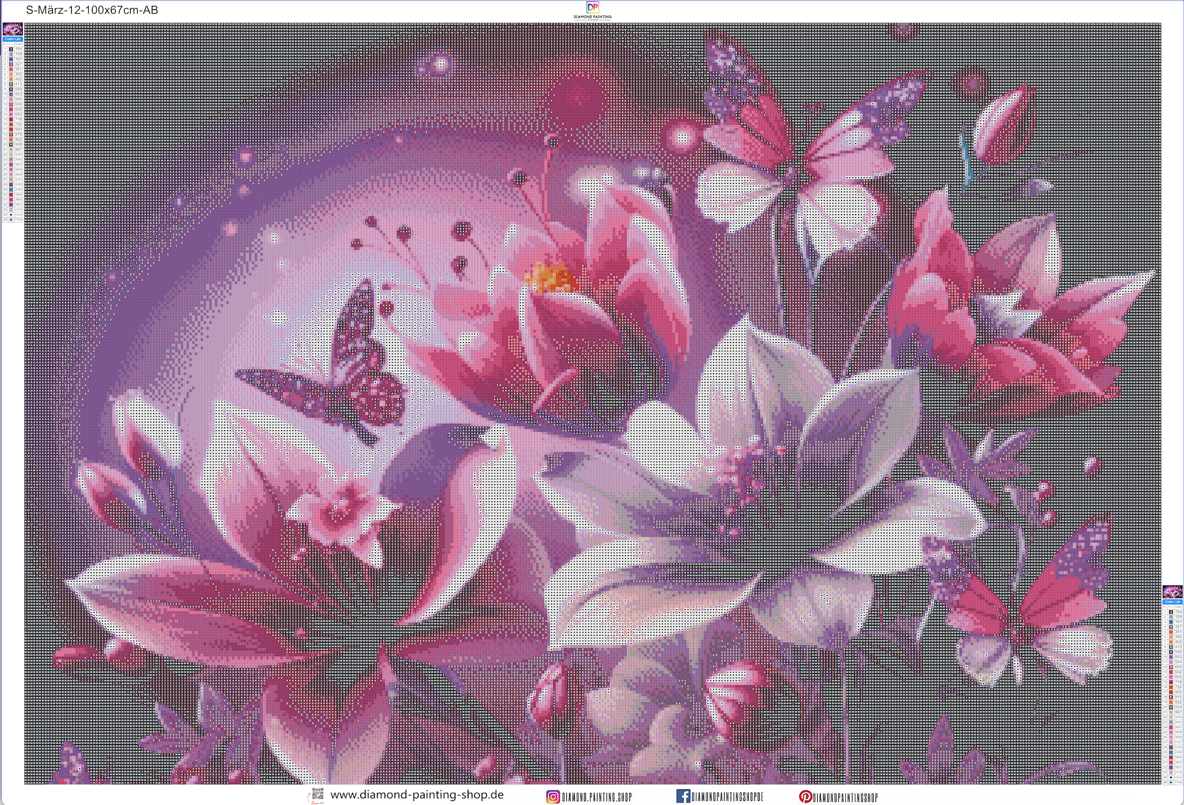 März | XXL Fantasy Flowers & Butterflys mit AB Farben