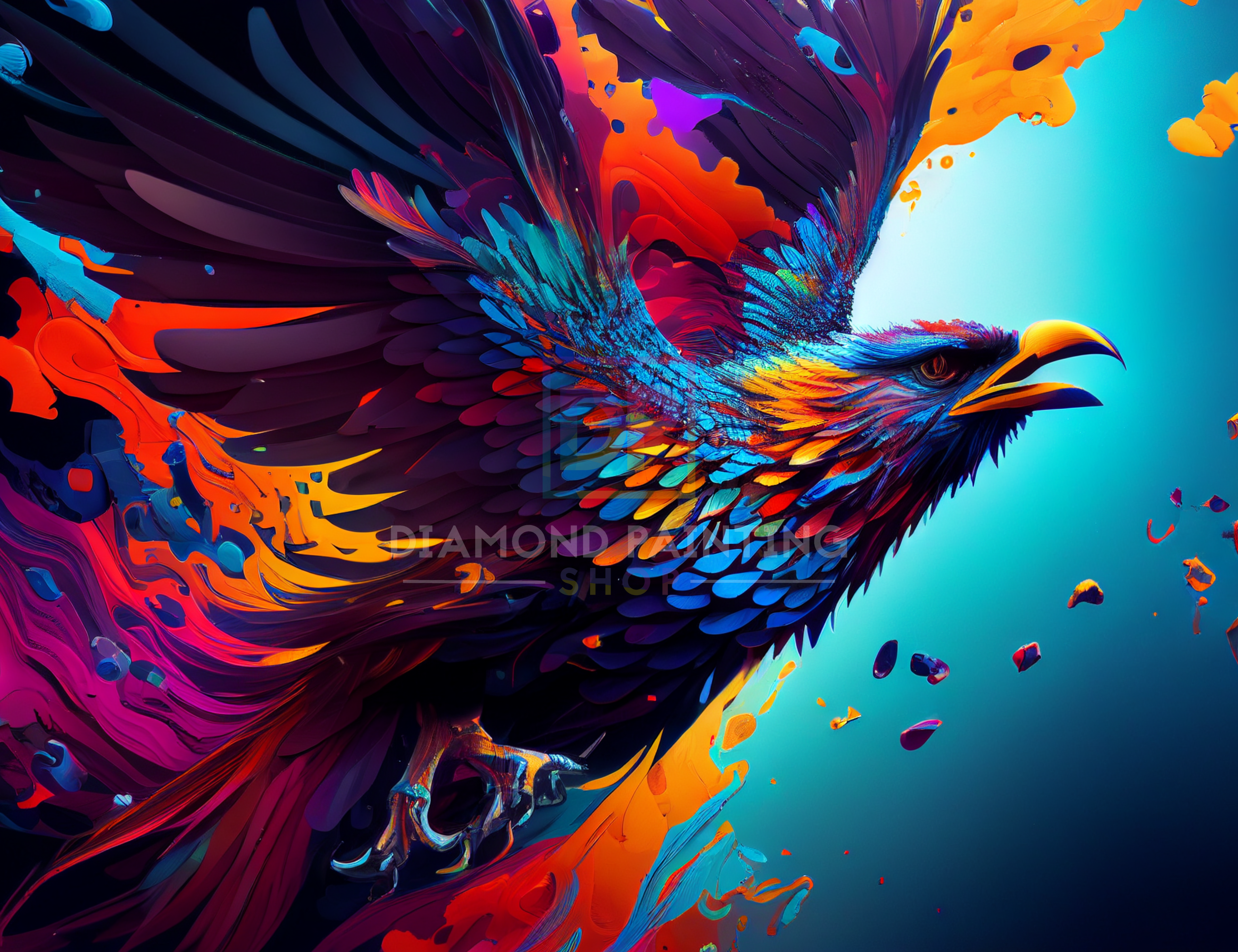 Abstrakter Greifvogel mit AB Steine