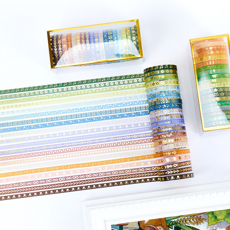 Washi Tape mit Golddruck 20er Set | Slim 5mm