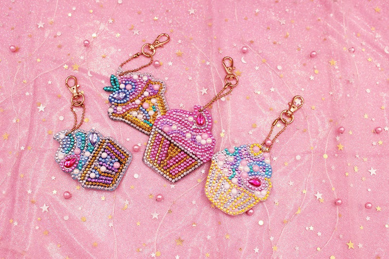 Glitzer Cupcake Anhänger 4 Stk | Für Anfänger
