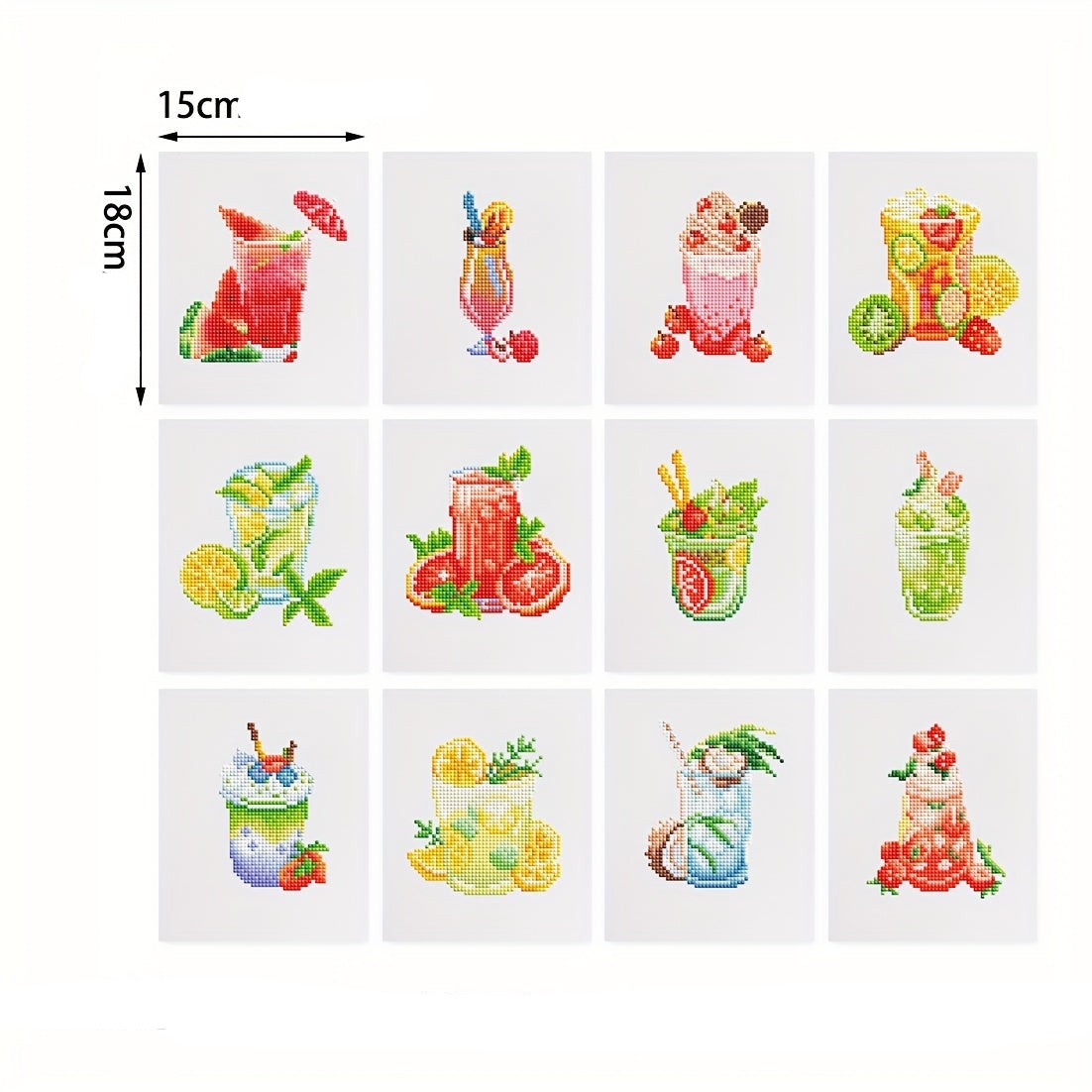 *Neu* Mini Bilder | 12tlg. Sommer Cocktails Set 18x15cm | Geschenke-Set