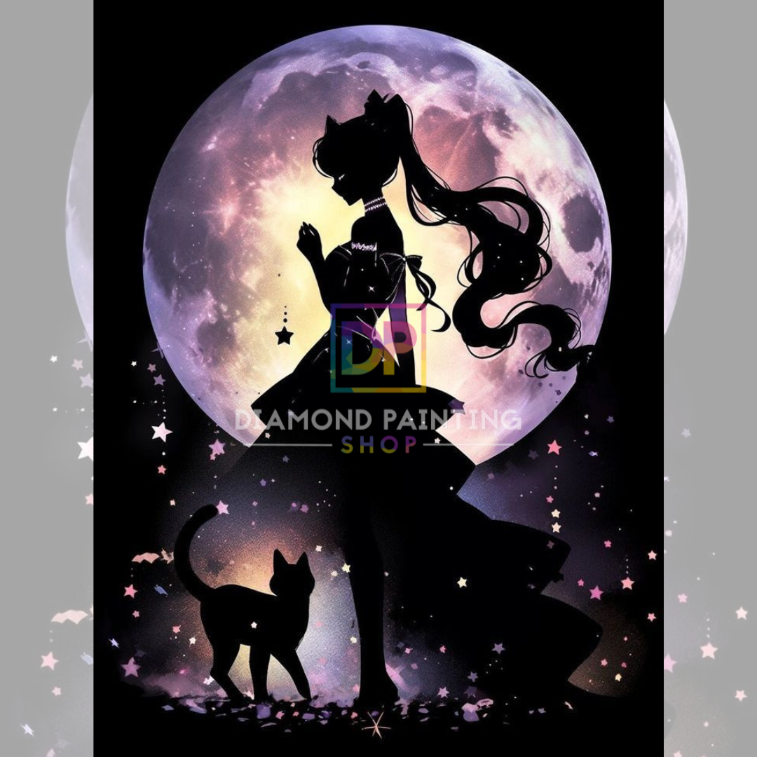 Magie der Nacht: Silhouette einer Sternenprinzessin mit Fairy Steinen