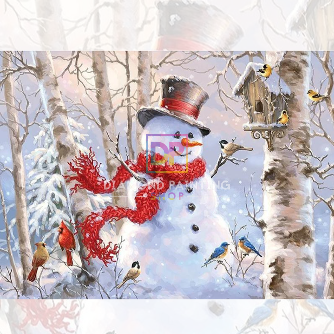 Winterfreude: Schneemann im verschneiten Paradies mit AB Steine