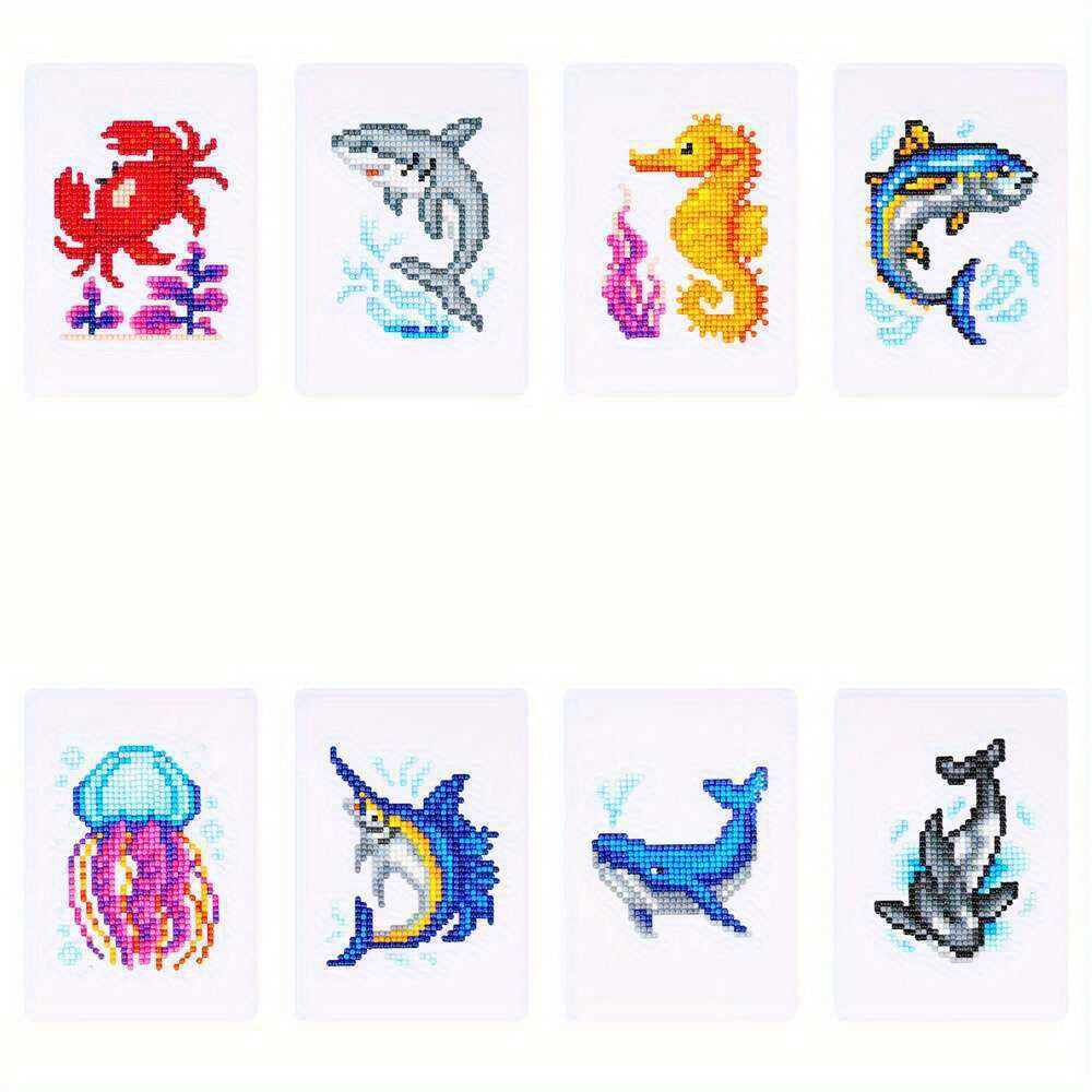 *Neu* Mini Bilder | 8tlg. Fische Set 12x17cm | Runde Steine