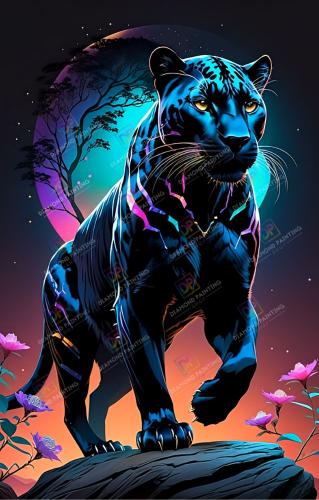 Black Panther mit Neon Steine