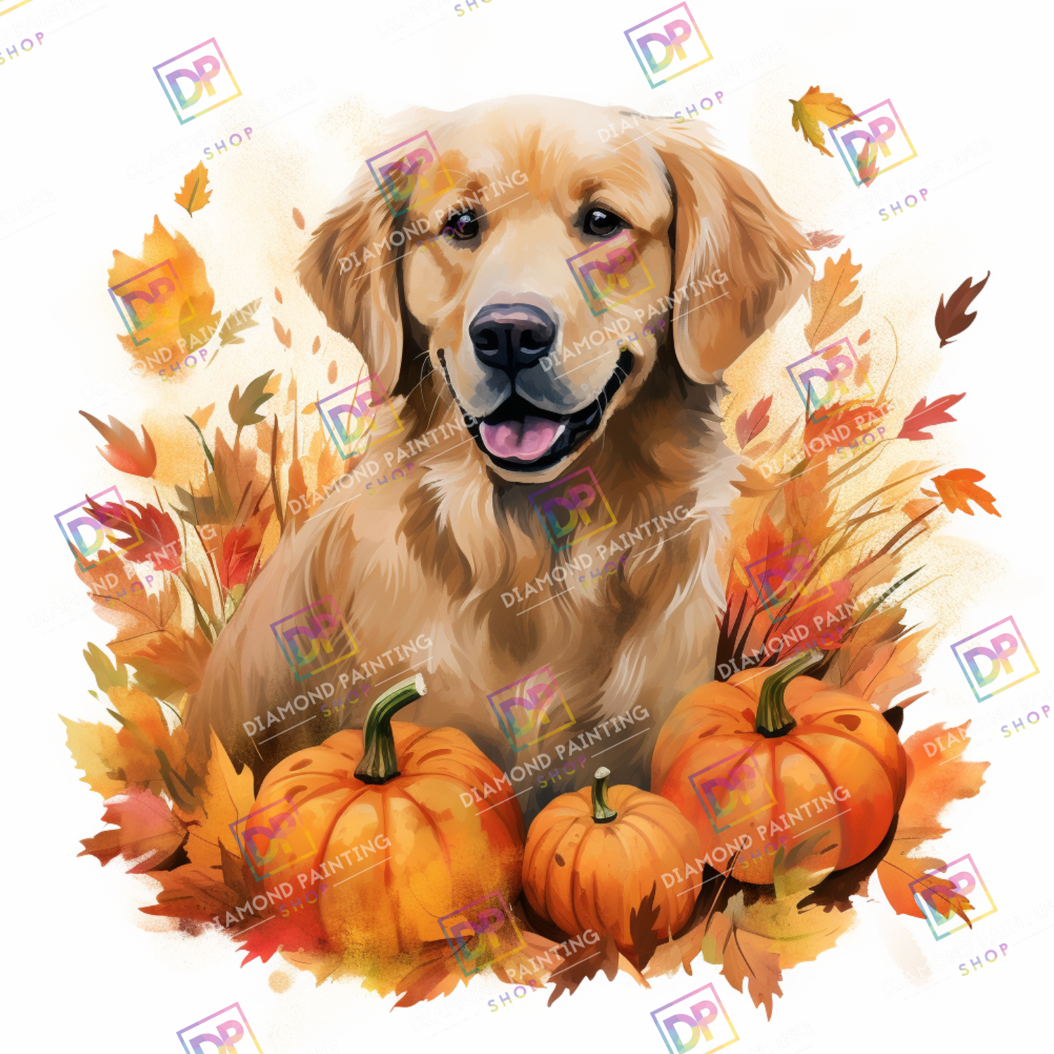 Golden Retriever im Herbstlaub