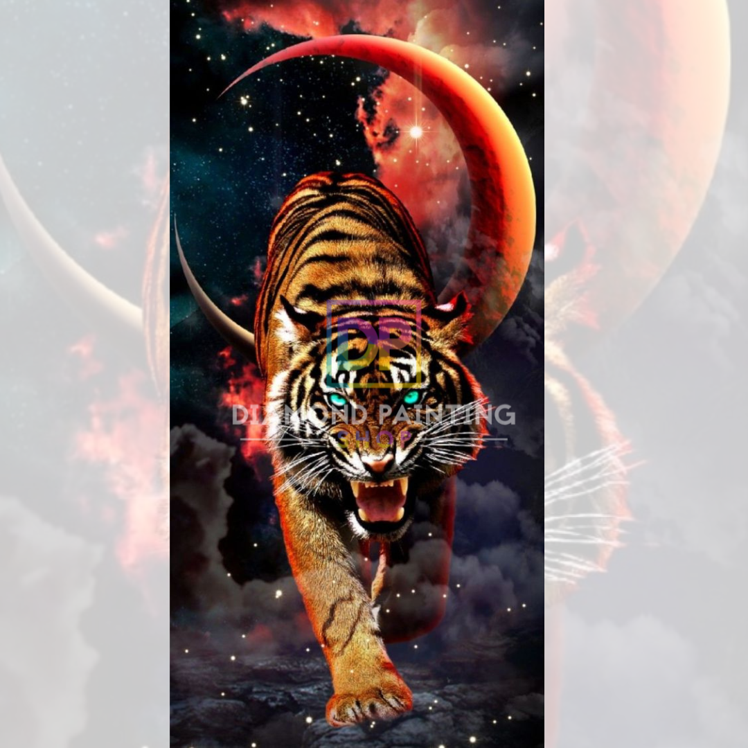 Furor des Dschungels: Tiger in der Nacht mit Fairy & Metallic Steine