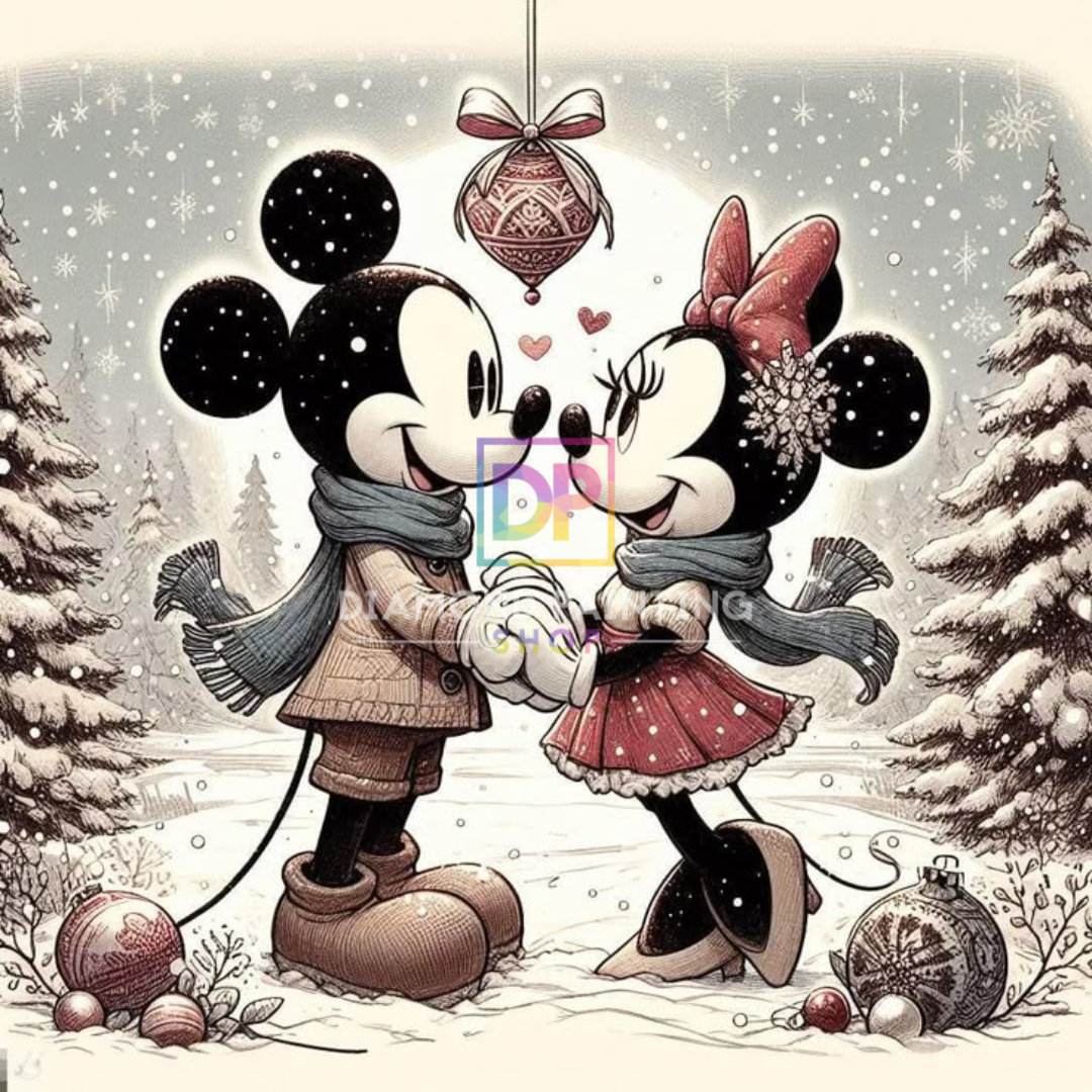 Micky & Minnie in Weihnachtsstimmung mit Glitzersteine