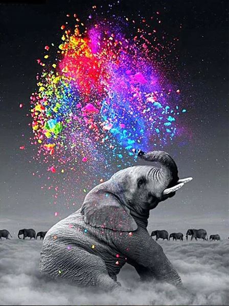 Neon Elefant mit Neon Steine