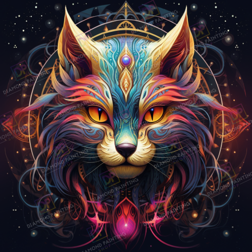 Mystische Katze mit 100% Strass Steinen