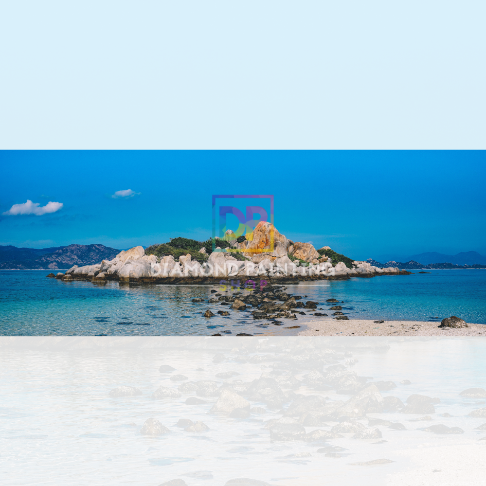 XXL Geheimnisvolle Insel – Felsen im Blau | 120 Farben