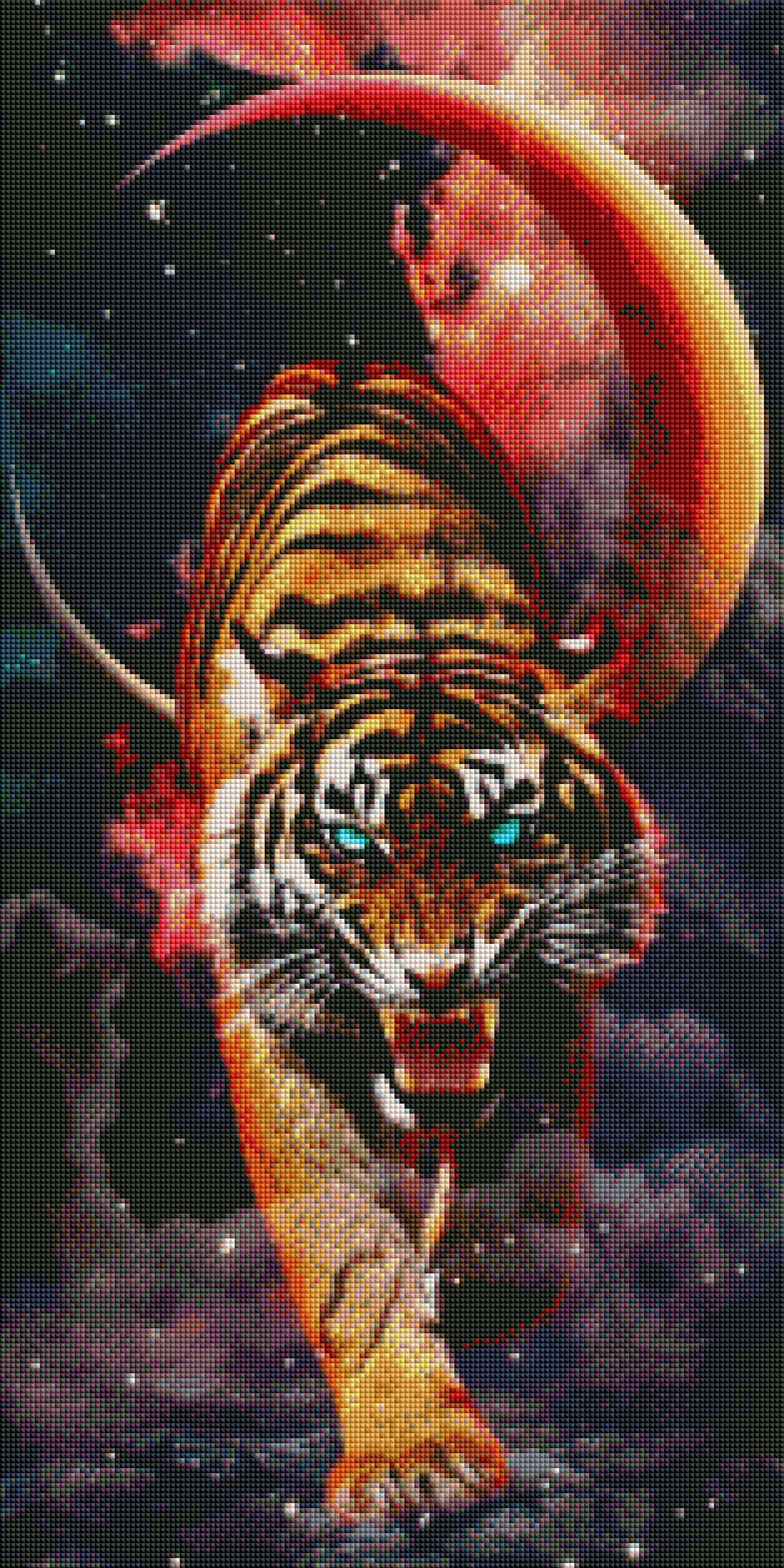 Furor des Dschungels: Tiger in der Nacht mit Fairy & Metallic Steine