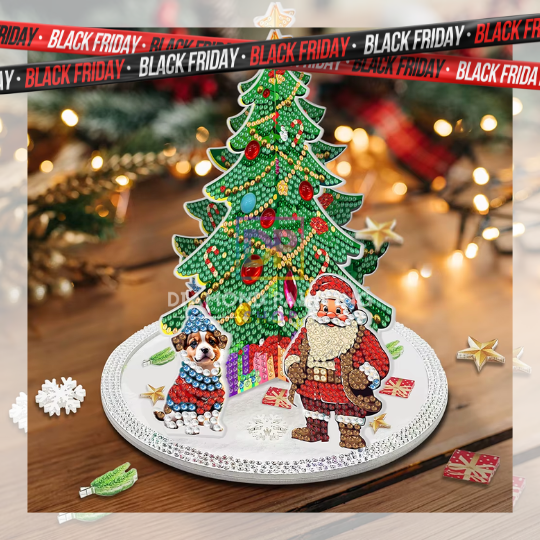 3D Diamond Painting Weihnachtsbaum Set | Bunter Acryl-Aufsteller mit Spezialsteinen