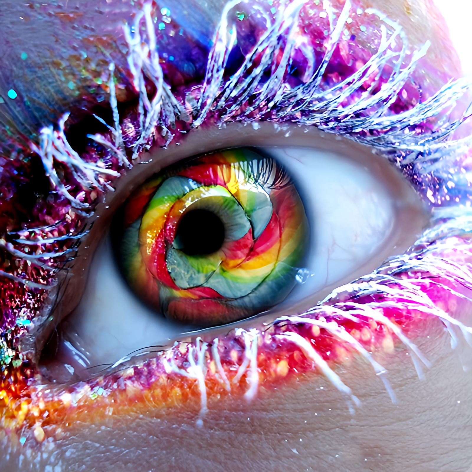 XL Iced Eye mit Neon & AB & Metallic Steine