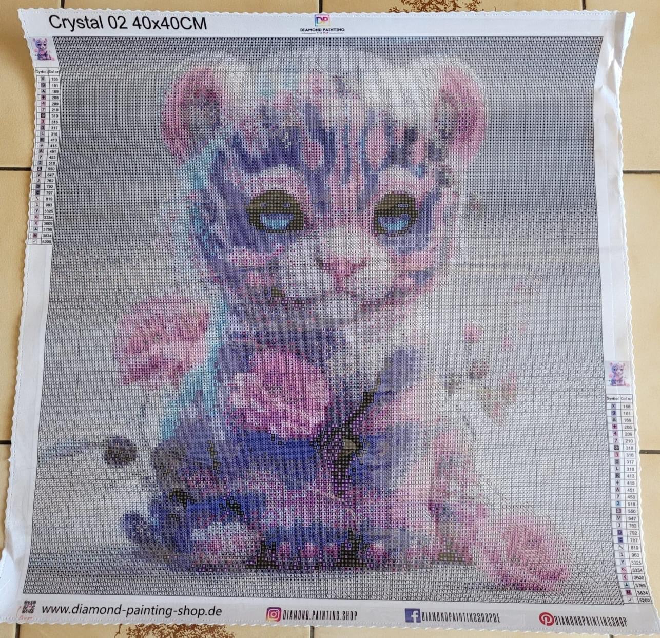 Restposten | Mai - Baby Tiger 40x40cm | Eckige Steine 100%-Strass