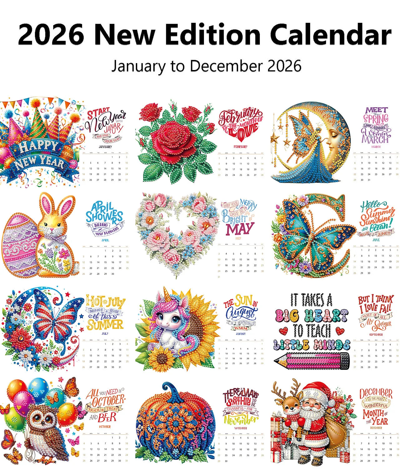 Diamond Painting Tischkalender 2026