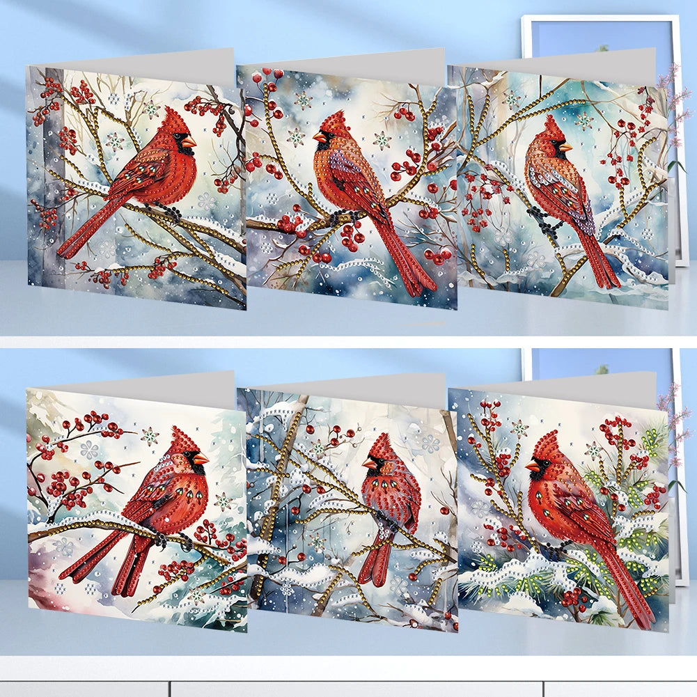 6er-Set Weihnachtskarten mit Strasssteinen – 15x15 cm