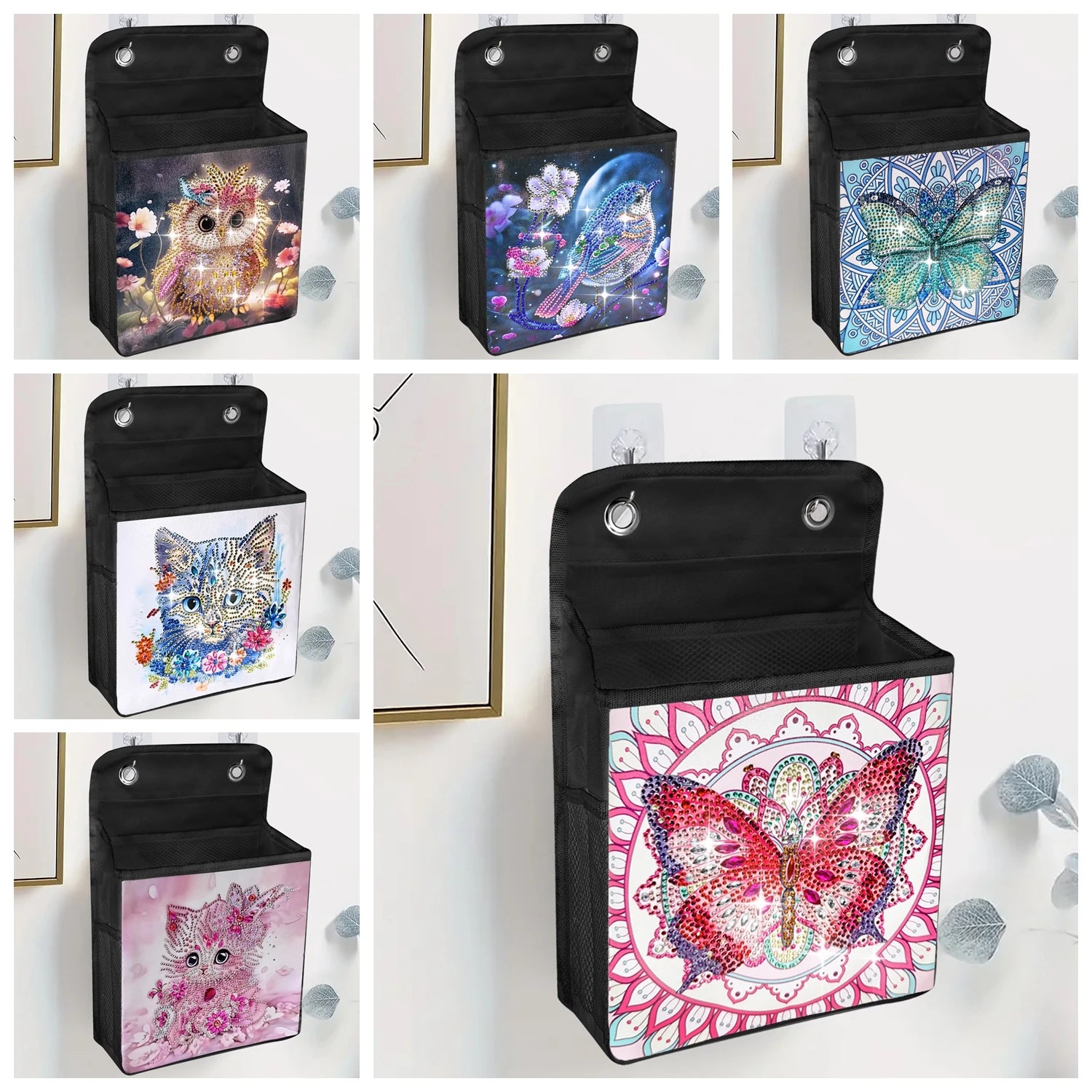 Diamond Painting Hängebox – Aufbewahrungsbox mit Strass-Motiv & Haken | 38 × 23 × 9 cm
