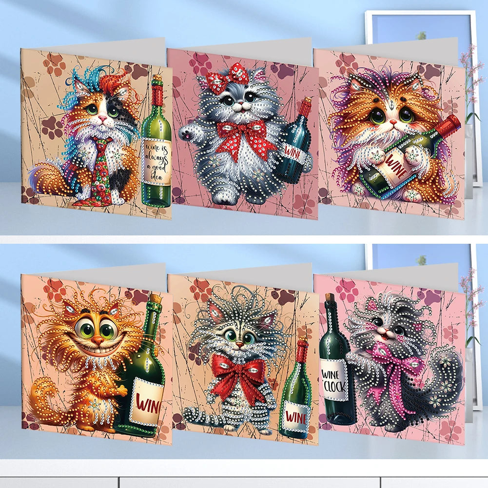 6er-Set Weihnachtskarten mit Strasssteinen – 15x15 cm