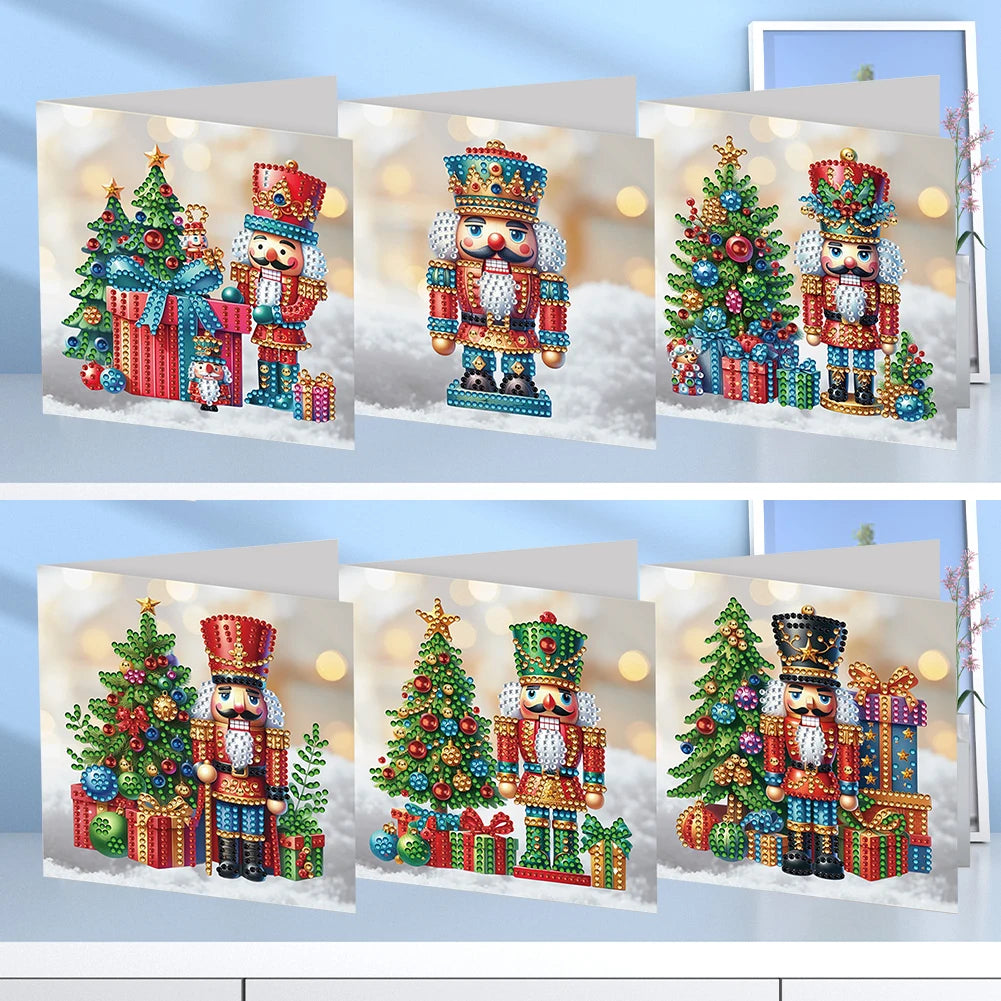 6er-Set Weihnachtskarten mit Strasssteinen – 15x15 cm