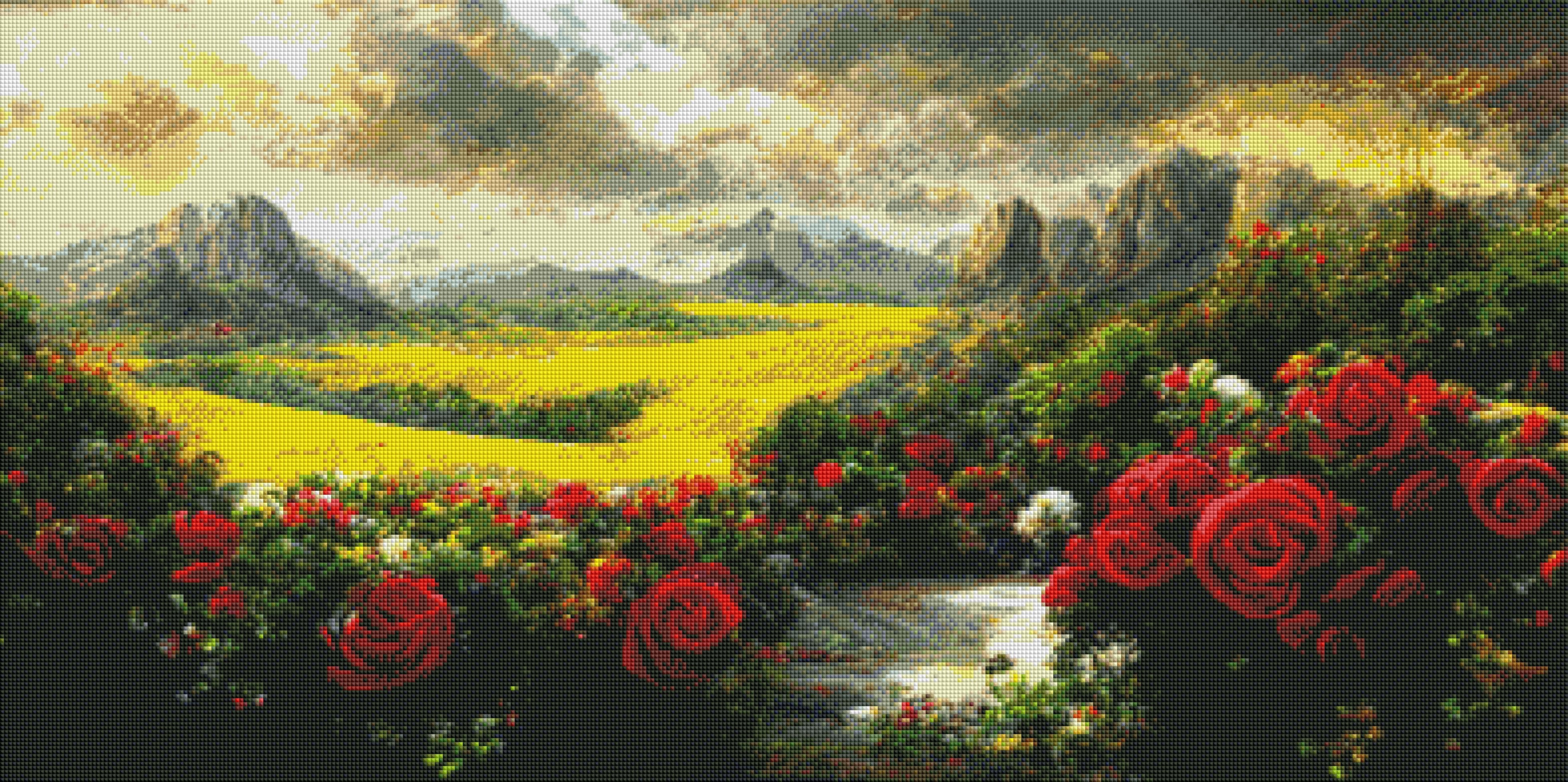 XXL Abgrundtiefe Rosen Landschaft