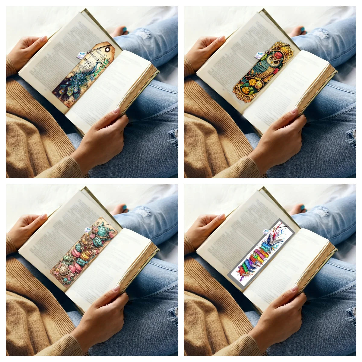 Diamond Painting Lesezeichen 3er Set – Strass Bookmarks mit Anhänger | 19,5 × 5,8 cm