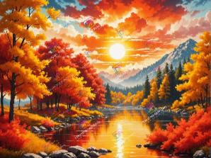 Abendrot mit Herbstlandschaft