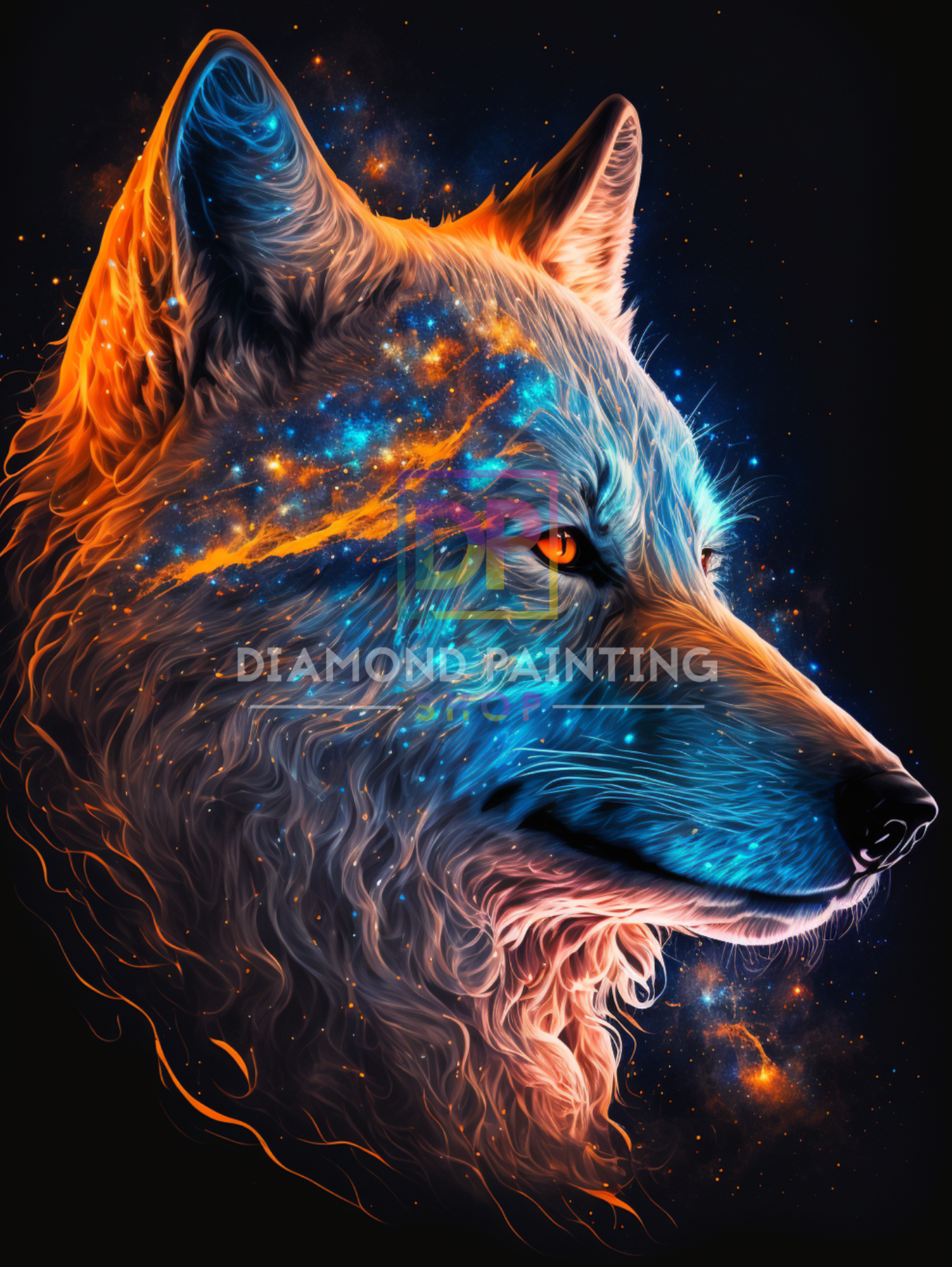 April | XL Mystischer Wolf mit AB Farben