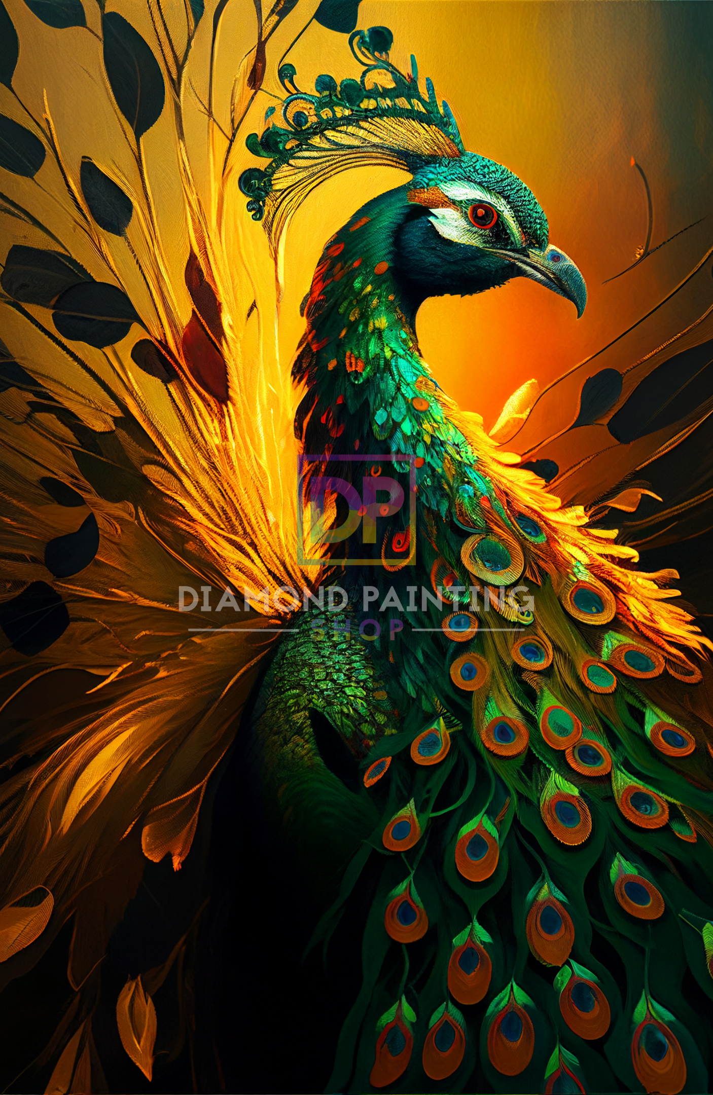 XXL Goldener Pfau mit AB Farben
