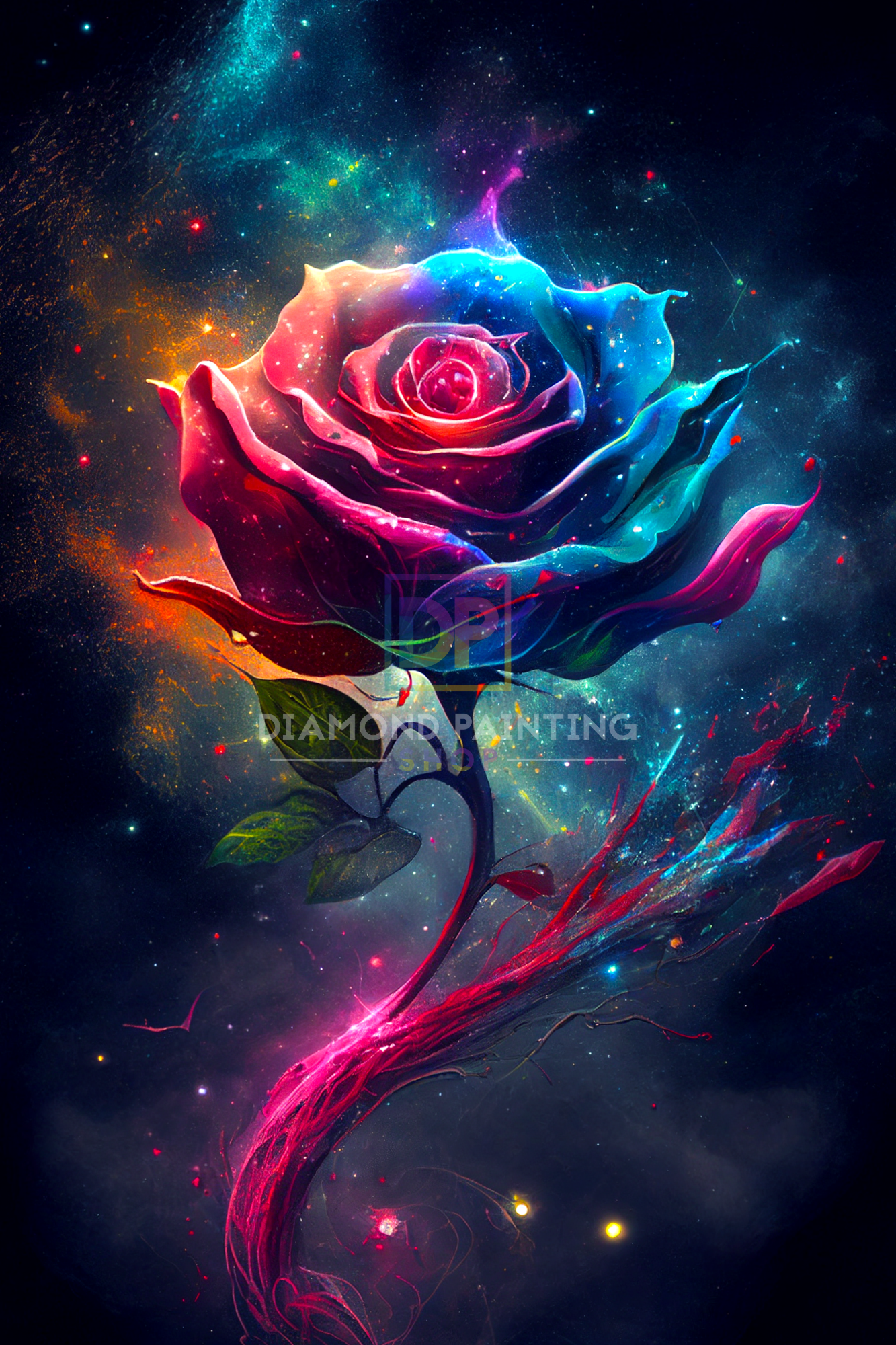 XXL Bunte Rose mit AB Farben