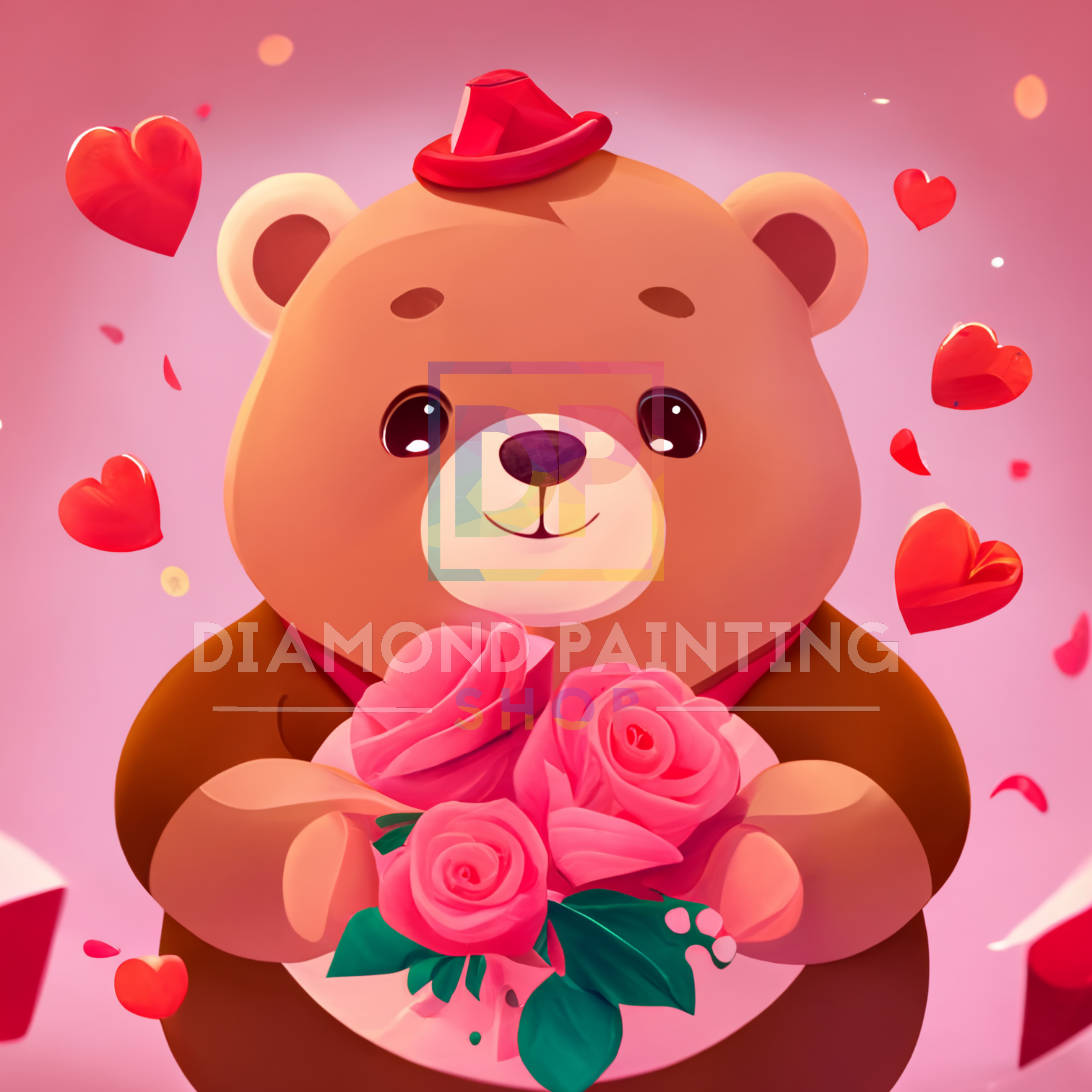 Teddy mit Rosen